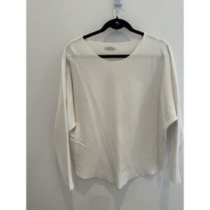 Vita Milano Women's White Solid Knit Boat Neck Long Sleeve Pullover Sweater